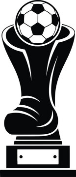 Trophy with soccer ball on isolated on transparent background football tropy