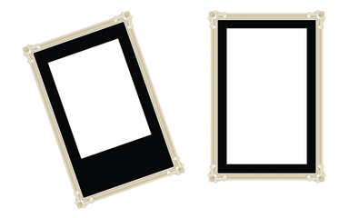 Fototapeta premium Luxury golden vintage photo frames, Decorative ornate border with victorian style corners, antique gold certificate frame and elegant wedding invitation borders.