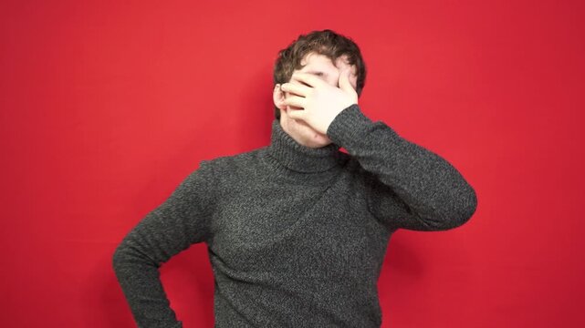 Sinus, blowing nose or portrait of man sick by hay fever illness, flu disease or virus by sneezing with tissue. Allergy problem,