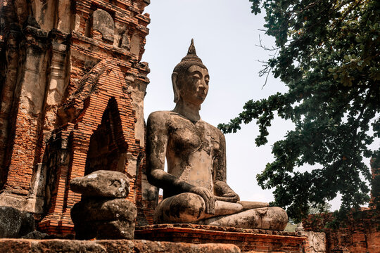 Worship of Thailand,Buddha statue,History of Thailand,Buddha statue Temple of Ayutthaya Province. Ayutthaya Historical Park, Thailand