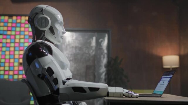 Futuristic home automation, Robot seamlessly blends household environment with modern technological capabilities