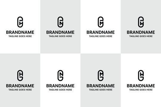 Letters EH EN EM EW GH GN GM GW Logo Monogram Set, for HE BE ME WE HG NG MG WG Initials
