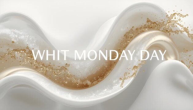 A close-up view of a white wavy surface with gold glitter on Whit Monday Day