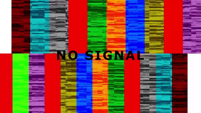 No signal glitch screen. Vintage television signal error display. No signal glitch effect for bad tv signal.