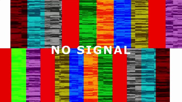 No signal glitch screen. Vintage television signal error display. No signal glitch effect for bad tv signal.