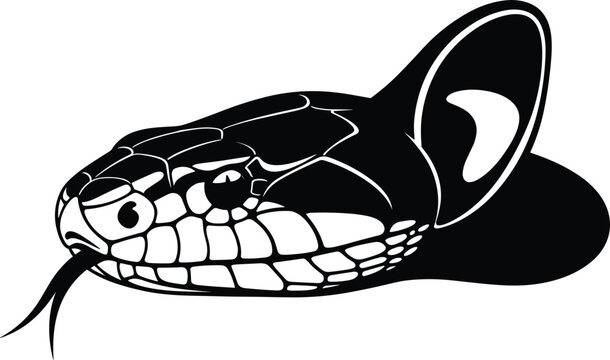Snake Head Vector Illustration with Forked Tongue Detailed Scales Reptile Profile Icon for Wildlife Logo Mascot Tattoo Graphic Design Collection