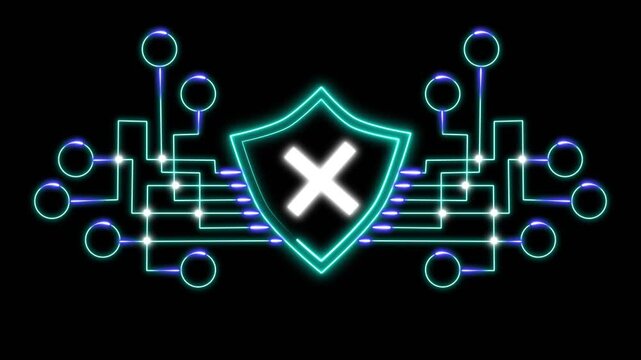 Cybersecurity Shield with Digital Circuitry Illustration
