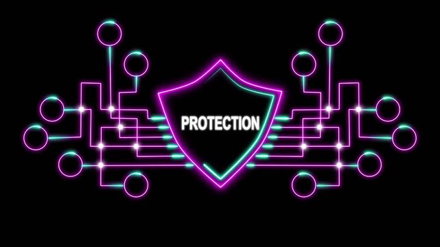 Digital Protection Shield Neon Illustration