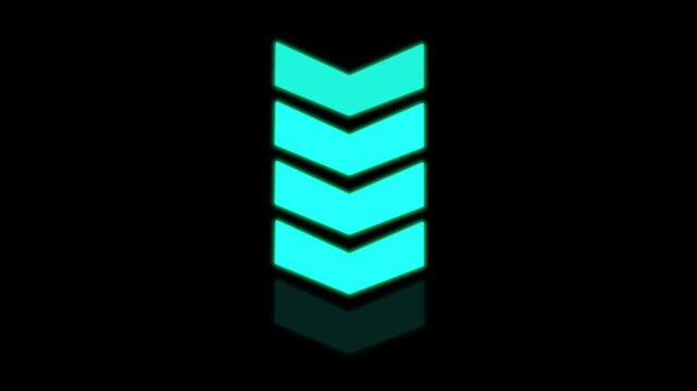 Cyan Neon Downward Arrow Directional Icon
