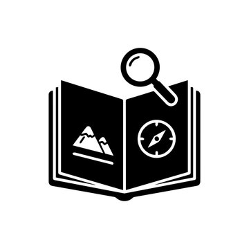 Travel guide book icon representing tourism information and travel planning resource Vector illustration