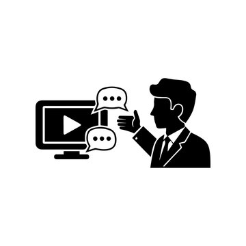 Video interview conversation icon representing online communication and remote discussion Vector illustration