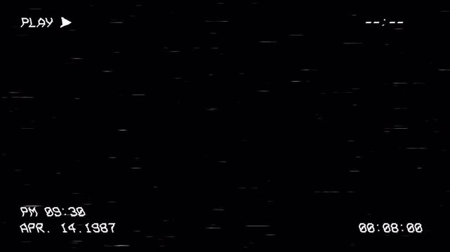 Vhs overlay retro glitch static noise vintage analog old screen effect 1987
