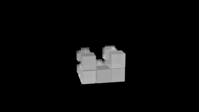 4K Alpha ProRes 4444&nbsp;- Industrial Steel Fractal Cube Gravity Collapse
