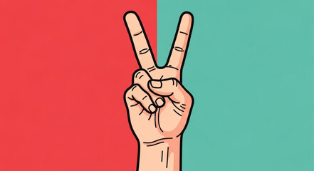 Obraz premium Hand gesture displaying the peace or victory sign with two fingers.