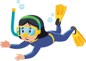 Girl snorkeling underwater with flippers in the ocean © Stock PD