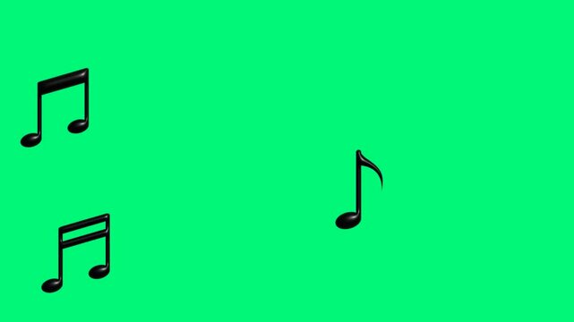 Black Musical Notes Floating Animation Green Screen Background for Chroma Key