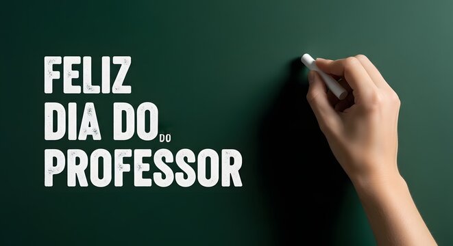 Happy teachers' day greeting with chalk on blackboard feliz dia do professor