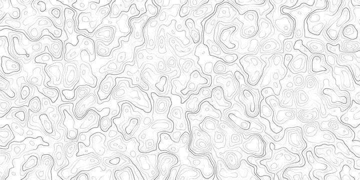 Topographic map illustration with wavy lines and contours on white background