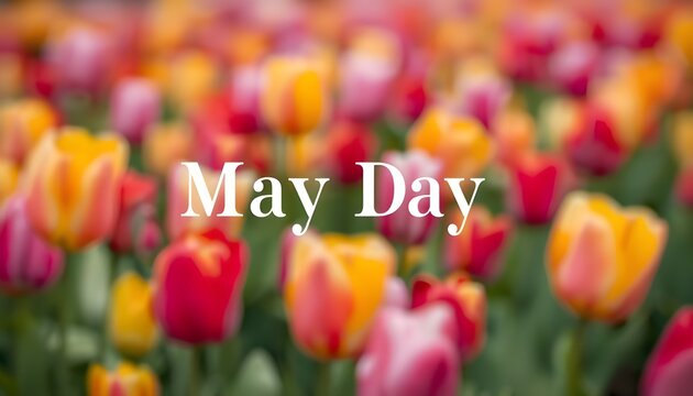 A vibrant field of colorful tulips celebrating May Day with a beautiful floral display