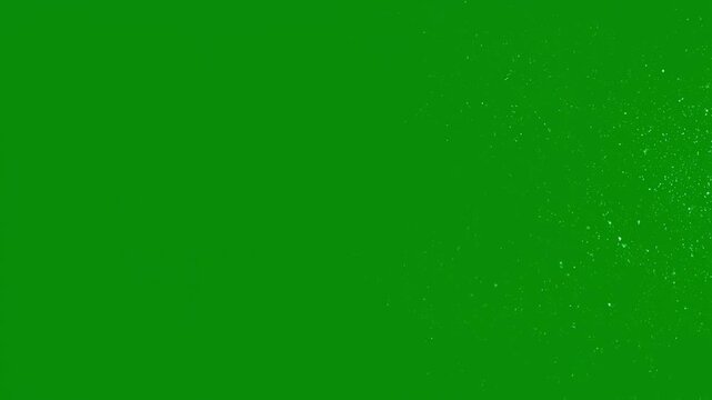 A vibrant green background with a subtle scattering of white particles on the right side.