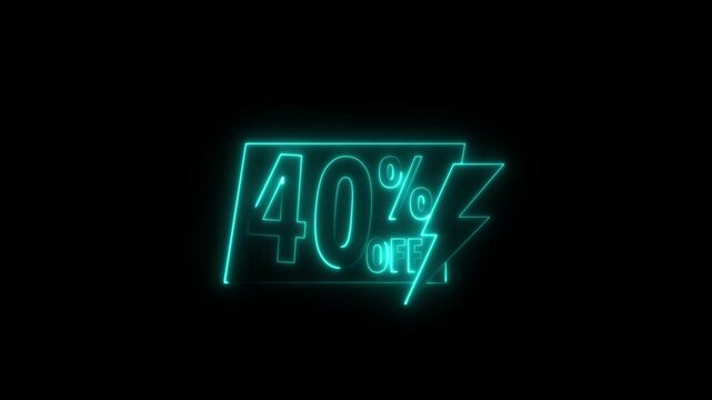 Neon 40 years anniversary celebration sign glowing in dark retro style with light trails neon sign 40th anniversary.