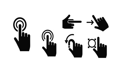 Obraz premium Black Hand Icons Clicking Touchscreen.