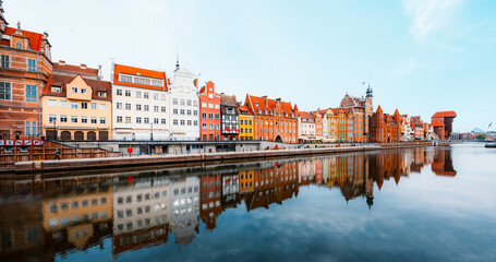 Gdansk with Motlawa river in Poland. Old town colourful house © Zedspider