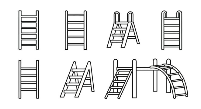 Various types of ladders illustrated.