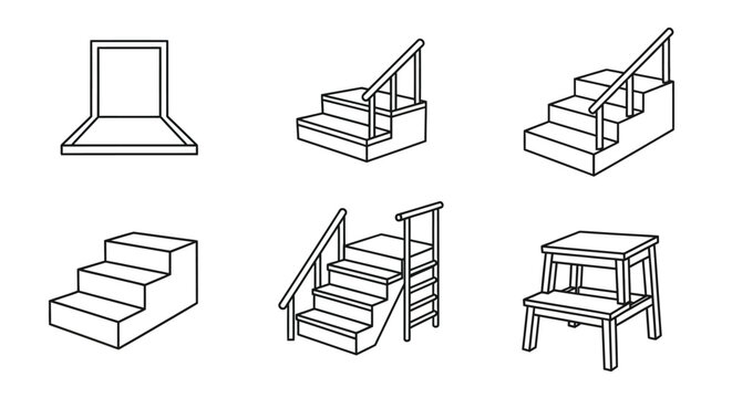 Various Staircases and Steps Illustration.