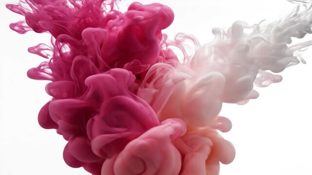 Abstract colorful ink clouds swirling in clear liquid