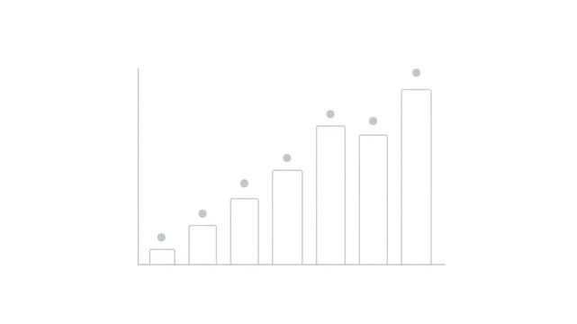 Increasing business growth chart in minimalist style with simple bars and stars in clean white background for finance and statistics
