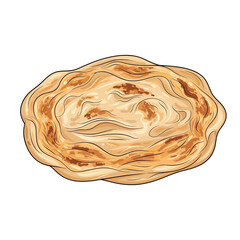 Obraz premium Freshly baked flatbread, hand-drawn illustration