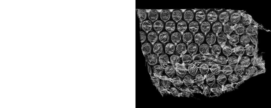 Protective bubble wrap sheet with transparent texture for design work.