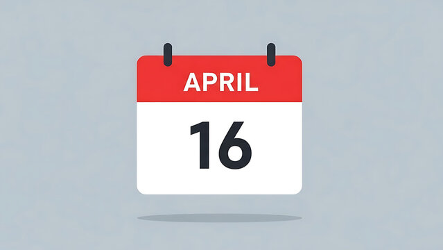 Calendar Page Showing April 16th On Grey Background