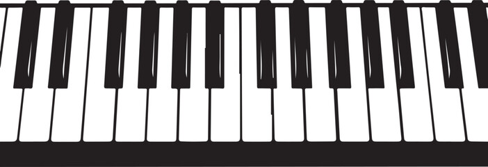 Fototapeta premium Piano keyboard, musical instrument, black and white keys, vector illustration