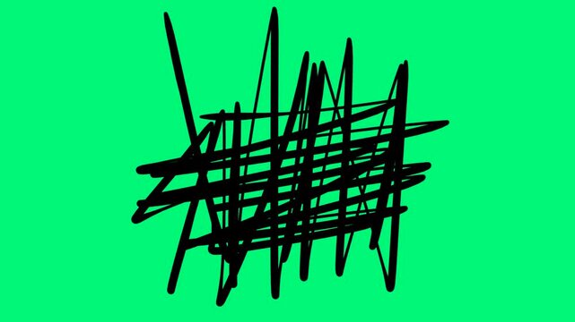 Hand Drawn Scribble Ball Animation Green Screen Chroma Key, Seamless Loop