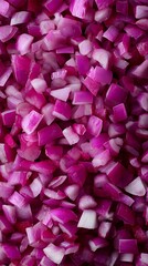 Obraz premium Diced Red Onion Freshly Cut and Ready to Use