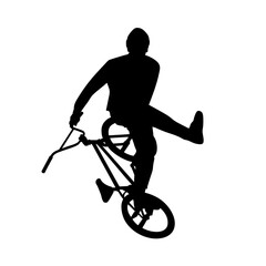 Fototapeta premium Freestyle BMX Flatland Rider Silhouette Isolated on White Background