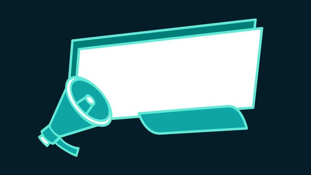 megaphone beside a glowing speech bubble Animated , perfect for a digital announcement, offering sample copy space for your message