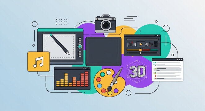Creative Tools and Software - A Digital Artists Toolkit Illustration.