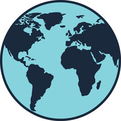 Obraz premium World map, globe icon, earth illustration, blue vector