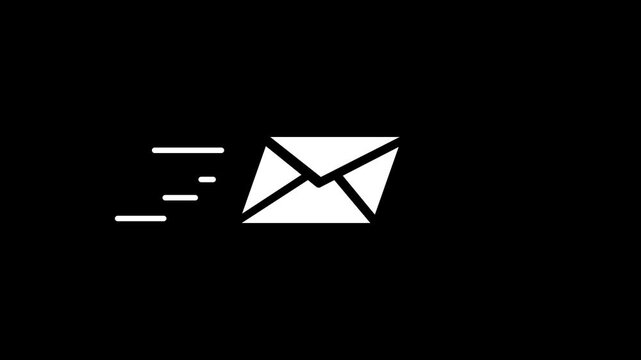 A white envelope icon has horizontal motion lines behind it to represent the rapid and instantaneous delivery of digital messages over the network