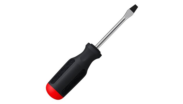 Isolated rendering of a flathead screwdriver tool. Perfect for repair or construction concepts