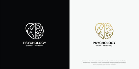 Fototapeta premium Psychology Logo with Heart and Brain Concept - Mind and Emotion Balance