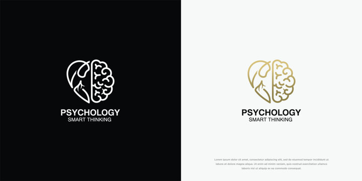 Psychology Logo with Heart and Brain Concept - Mind and Emotion Balance