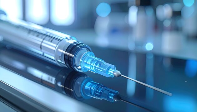 Close-up of modern injector pen device