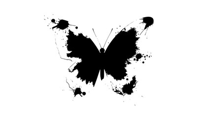 Minimal black butterfly watercolor illustration abstract insect art isolated on white background © MD HAJIRUDDIN
