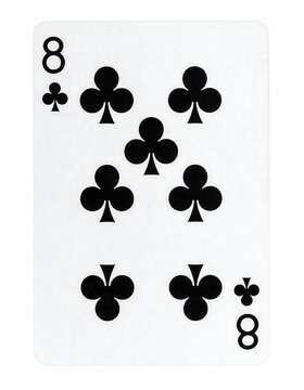 A white playing card with black club suit symbols