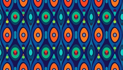 Fototapeta premium vibrant geometric optical illusion pattern with neon circles and waves