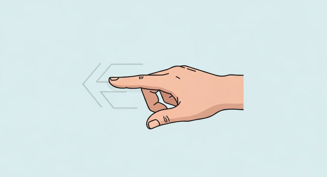 Hand gesture indicating a swipe left action with finger.